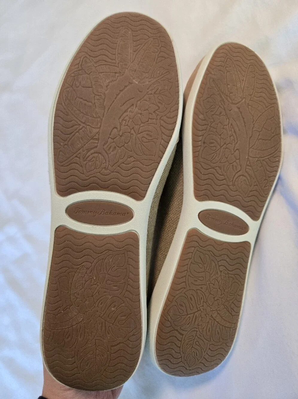 Tommy Bahama Taormina Loafers Canvas Linen Men's 10 Leather Trim Slip On